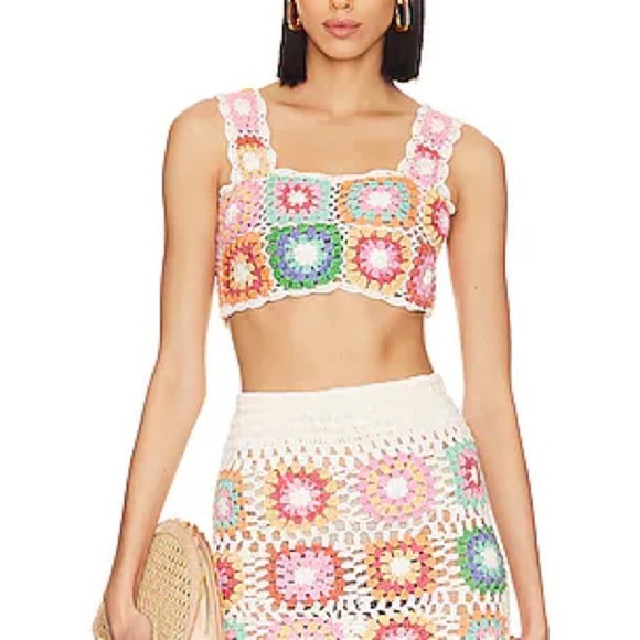Beach Riot Eliza Colorful Crochet Top Size L - Picture 2 of 7